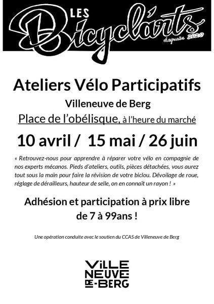 Bicyclarts ateliers à Villeneuve de Berg 2024