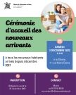 Cérémonie d'accueil des nouveaux arrivants - le 3 décembre